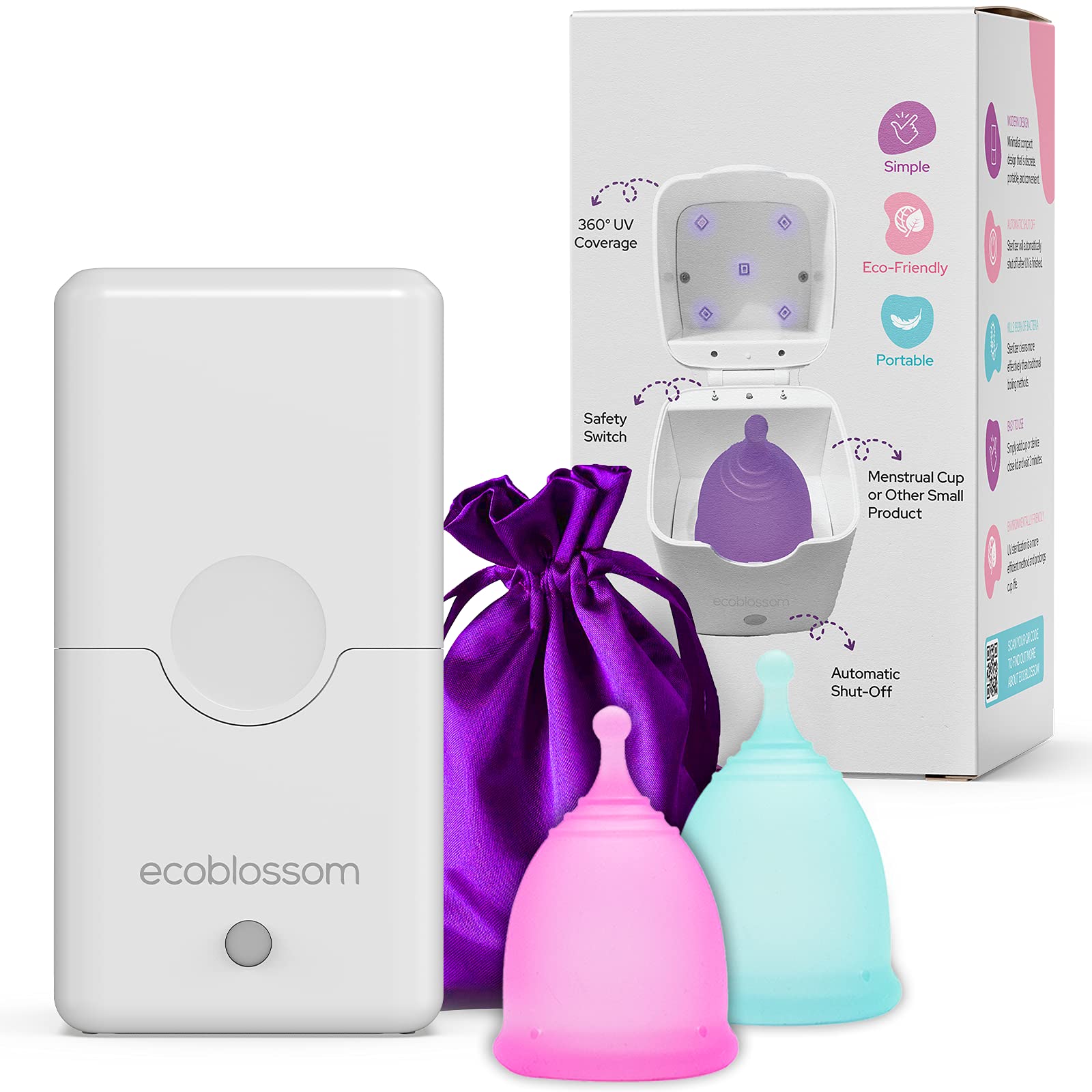 Ecoblossom Menstrual Cup Sterilizer - Modern Menstrual Cup Cleaner Unscented Sanitizer